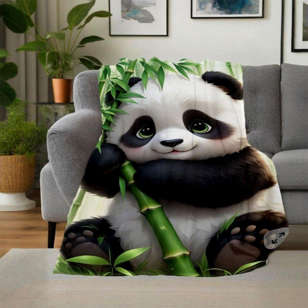 Cute Panda Bamboo Wall Sticker Decal for Kids Room DecorBlanket Flannel Throw Blanket for Sofa, Bed, Travel, Camping, Office, Couch, Chair,