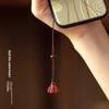 Wooden Lotus Seed Pod Phone Strap Natural Sandalwood Key Ring Anti Drop Cord Disk Holder Purse Decor