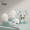 Halloween Party Mask DIY Blank Fox Mask, White Furry Head Base Unpainted Animal Anime Style Costume Fursuit Accessory for Masquerade Cosplay Therian