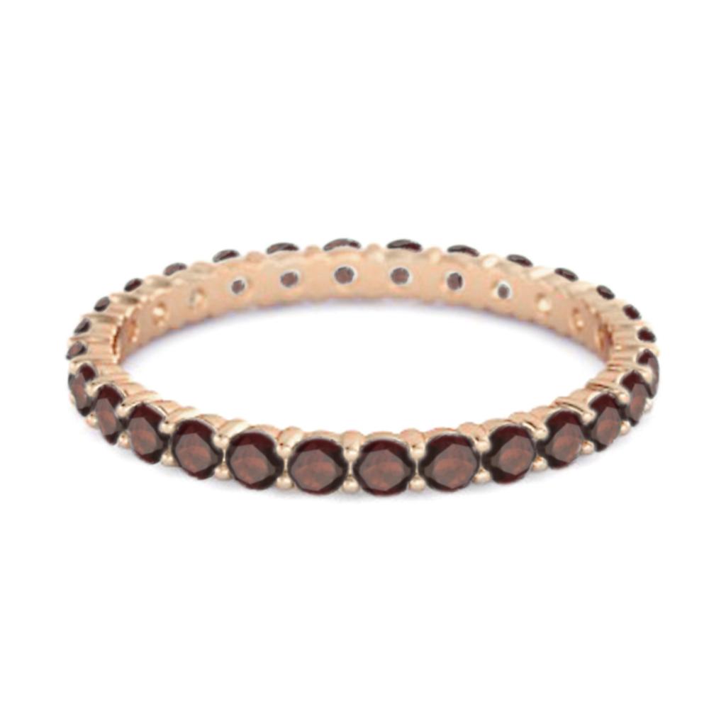 Garnet Full Eternity Ring - 925 Sterling Silver Rose Gold Vermeil