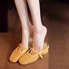 Outside women's shoes retro woven breathable single shoes 2025 new one-word belt muller shoes thick heel beach casual sandals
