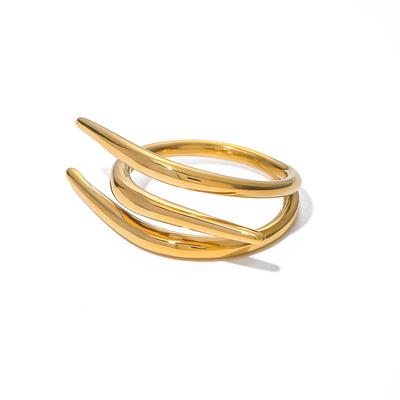 Cross Disconnected Design Edelstahl Offener Ring Unregelmäßiger Geometrischer Ring Wasserdicht Goldener Mode Charm Schmuck