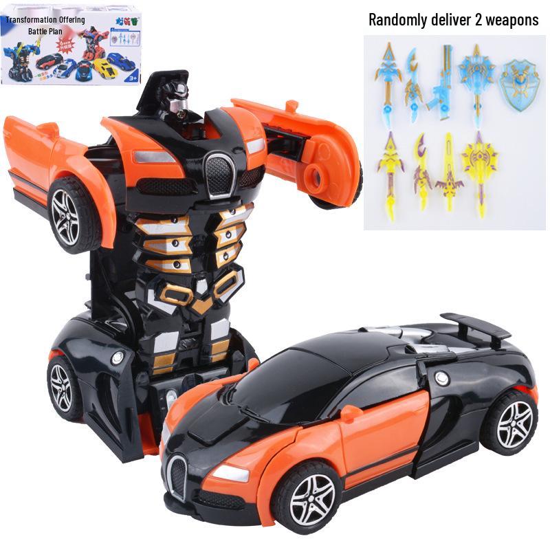 Children's Deformation Toy Car - One-Key Inertia Impact Puzzle Vehicle