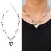 Exquisite Heart Necklace Romantics Metal Neck Chain Y2K Fashion Jewelry Safty Pin Splicing Necklace Women Girl