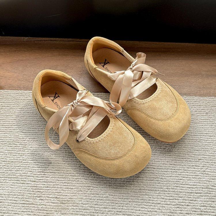 French Retro Style Bow Satin Band Ballet Shoes Mary Jane Shoes Soft Flat Comfortable Mary Jane Single Shoes Women