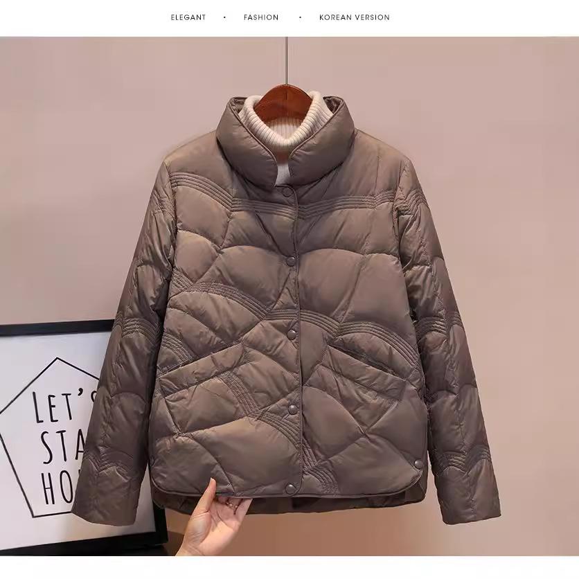 Women's down jacket jacket autumn and winter new short light and thin auspicious cloud stand-up collar simple and hot-selling