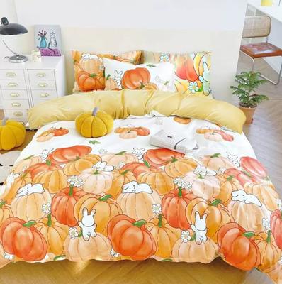 Bettbezug-Set für Doppelbetten für Kinder, Bettbezug, Bettbezüge mit 2-teiligem Kissenbezug, Kürbis-Kaninchen-Bettwäscheset, 100 % Baumwolle