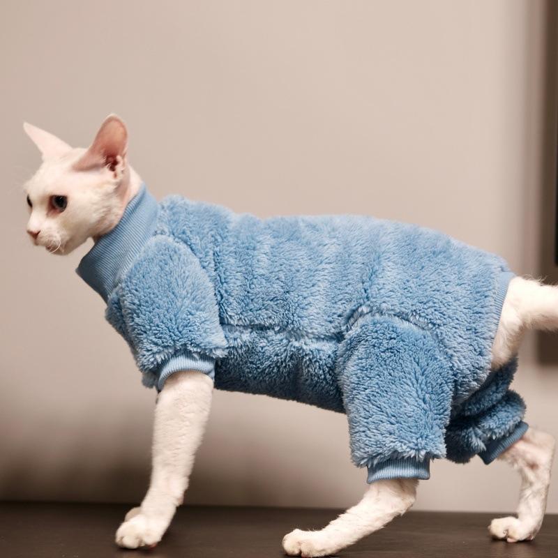 Luxury Warm Lamb Wool Turtleneck Sweater for Hairless Cats Winter Pet Costume Devon Sphynx Kittens Cute Gatitos Accessories
