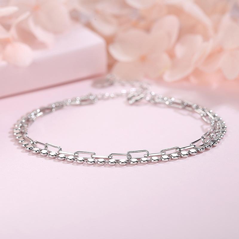 

Модный Легкий Роскошный Двухслойный Браслет Ветра Стерлингового Серебра S925 Браслет Из Бисера Для Женщин Простой Нишевый Дизайн Интернет-Знаменитости Adjustable size