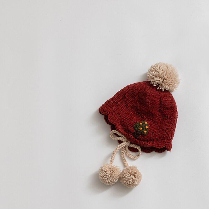 Korean Handmade Little Snowman Winter Baby Hat: Thick, Warm, Windproof Knit with Ear Protection for Children