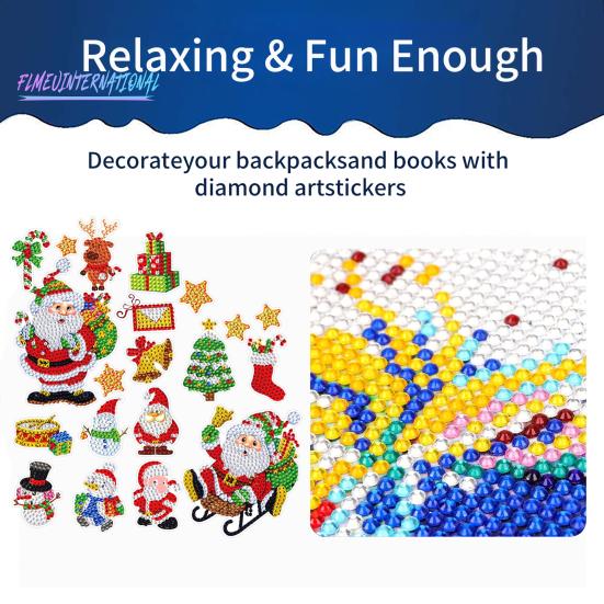 1 Set Diamant-Malerei-Aufkleber, Weihnachtsbaum, Schneemann, Weihnachtsmann, Muster, Strass-Aufkleber für Zuhause, Wanddekoration