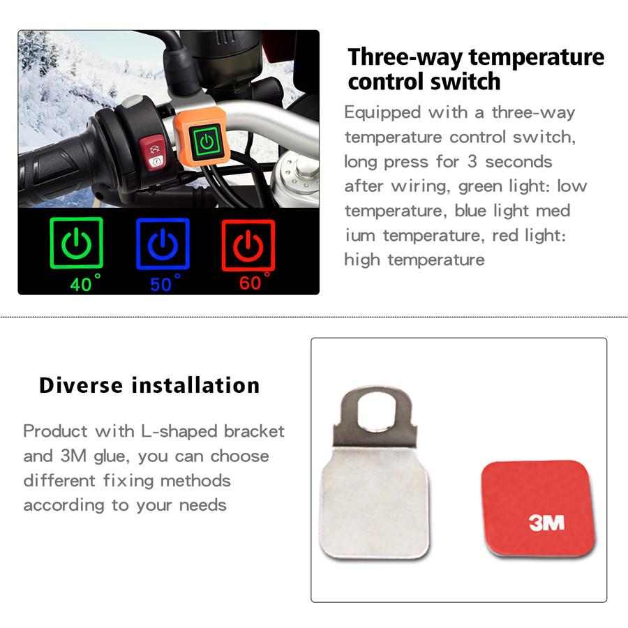 NEW motorcycle electric heat handlebar independent switch three gears temperatur