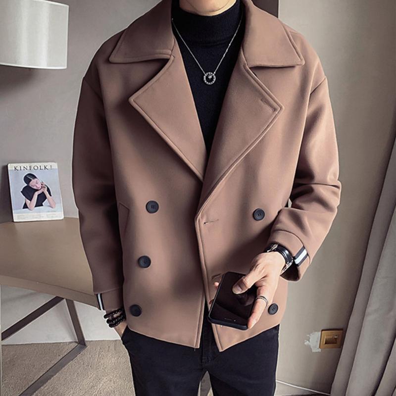 IELGY Vindjakkejakke Kort ullstoff for menn Design Sense Koreansk motetrend Kjekk britisk stil