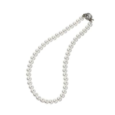 Shell Pearl Necklace Made In Japan Natural Luxury Pearl 8mm Beads for Ceremonies Formal Case Care Cloth Warranty Included Size White [CRANES