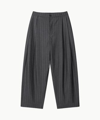 Leondi Draped Pinstripe Trousers - Charcoal