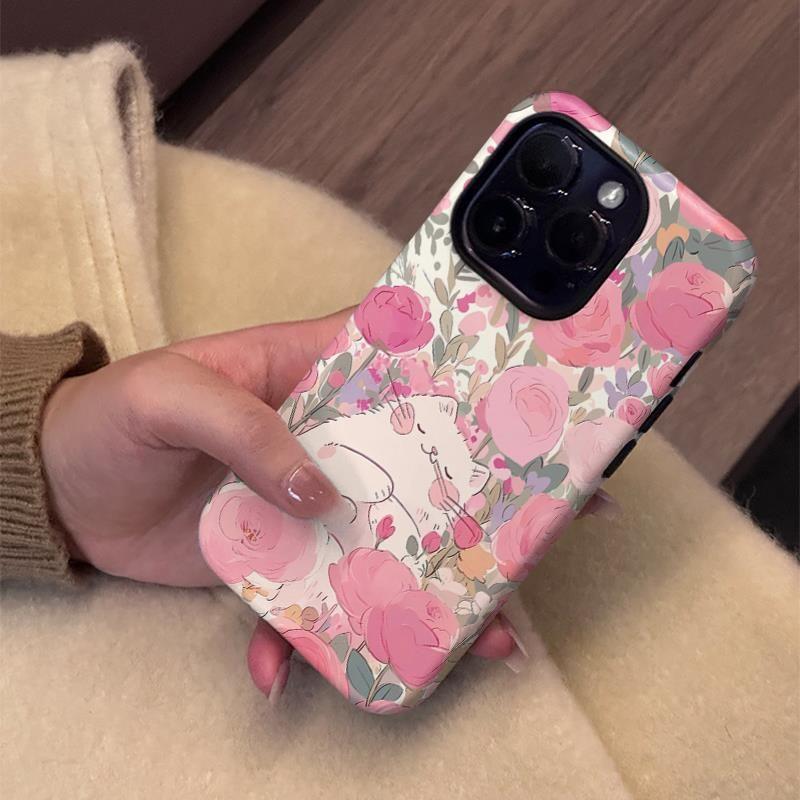 Flower Kitten for Apple 17promax Cartoon Cute for IPhone16pro Lens All-inclusive 15 New Style 14