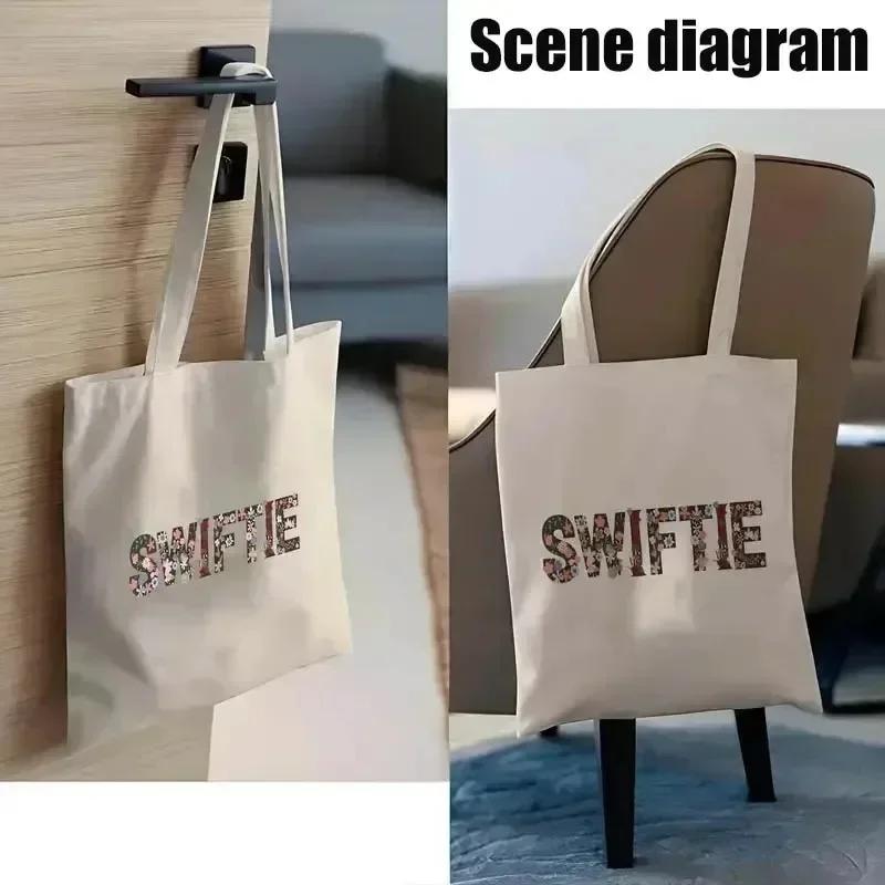 26 Letters Flower Tote Bag For Women Eco Reusable Shoulder Bagslarge Capacity Canvas Casual Harajuku Shopping Shopper Handbag