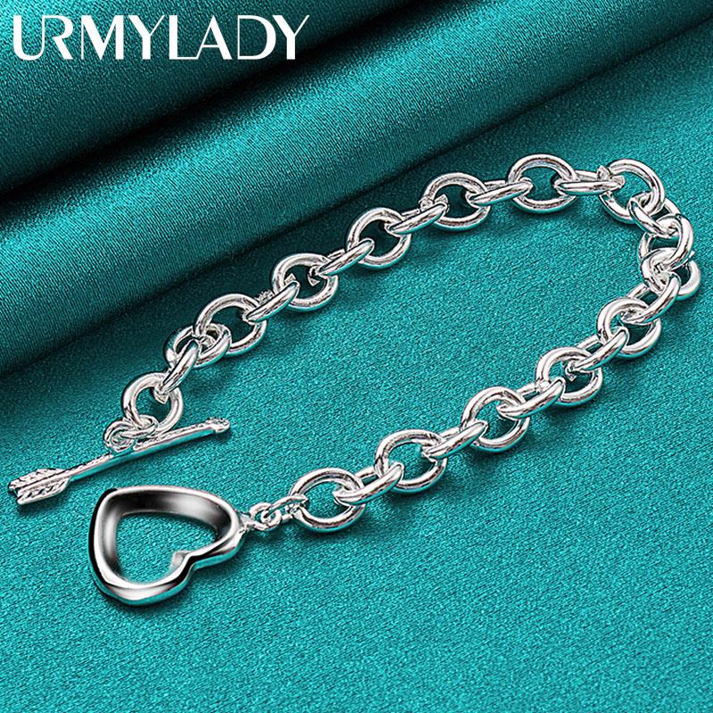 925 Sterling Silver Heart Arrow Bracelet For Women Fashion Jewelry