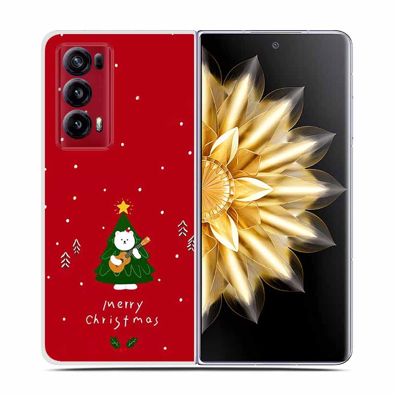 For Honor Magic V2 Case VER-AN1 Christmas Cute Clear Hard Plastic PC Back Cover For Huawei Honor Magic V2 5G Coques Cartoon Bags