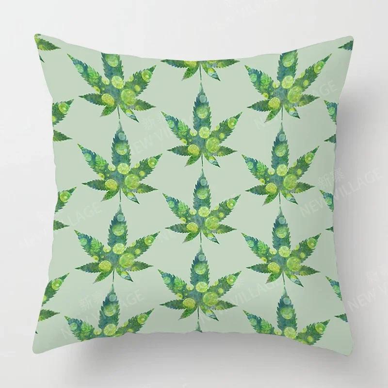 Nordic Fall Home Decor Autumn Throw Pillow Case Sofa Cushion Cover Modern 45x45cm 50x50 60x60cm 40*40cm Leaf Plant Green