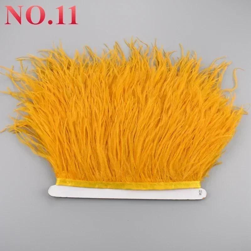 Feather10Meters Ostrich Feathers on Ribbon Tape 10-15cm 4-6" Feather Trim Boa for Clothes Sewing Trimmings Fringe Manmade Decorations