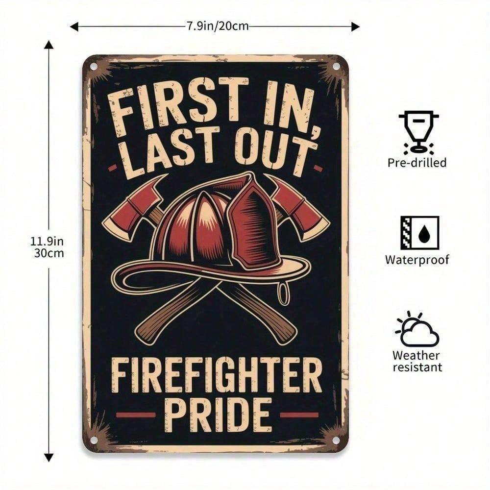 Firefighter Pride Vintage Tin Sign 8x12 Inch Wall Art for Garage Bar Home Decor