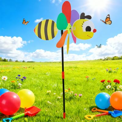 HUAHUA2026 NEW Animated Bee Wind Spinner 3D Large, Wind Powered Whirligig for Yard, Moving Garden Decor with Windmill Design