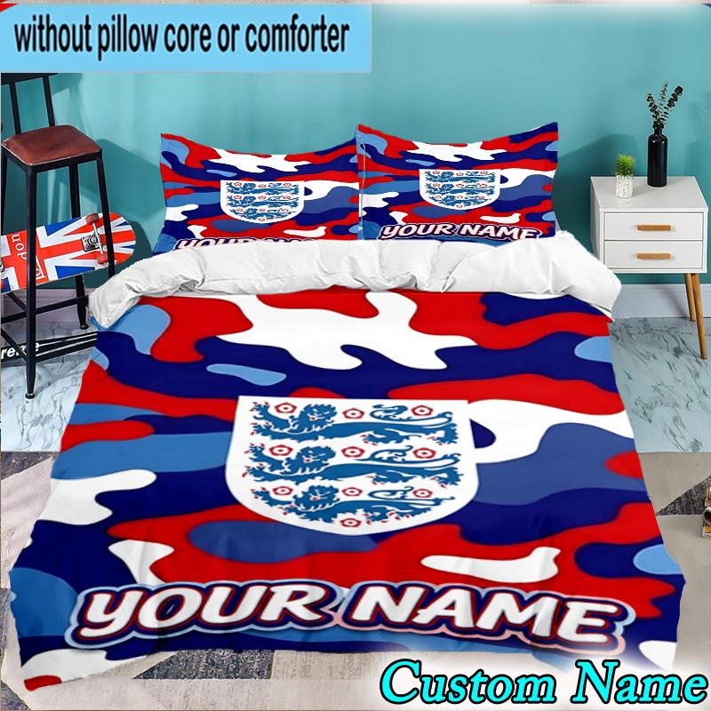 Custom Name England National Football Team 3PCS Bedding Set For Bedroom Dormitory,Including 1pc Duvet Cover And 2pcs Pillowcases Large size Fan gift