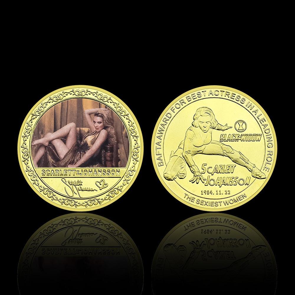 Scarlett, Famous Female Singer, Actress, Gold-plated Commemorative Coin, Star Commemorative Medal, Medal Collection Gift