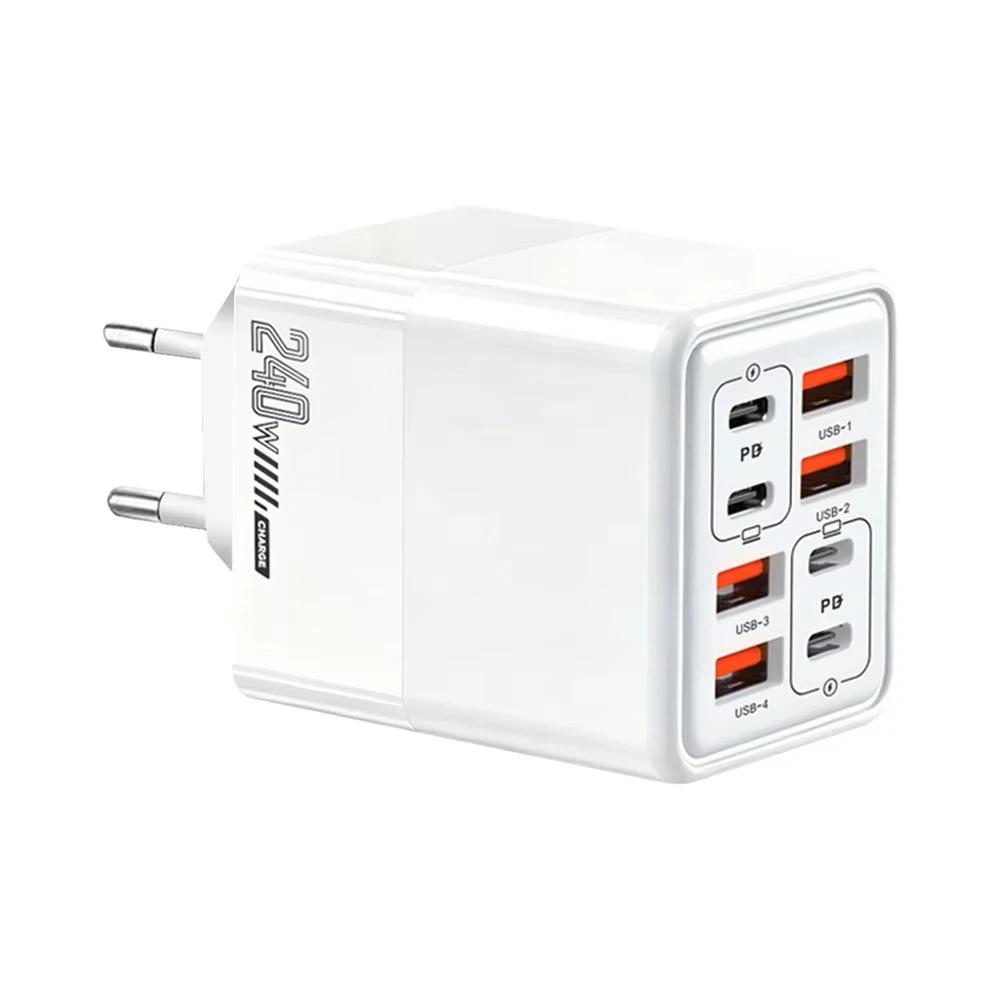 8 In 1 PD 240W Charger Fast Charging Phone Charger Power Adapter For iPhone Samsung Xiaomi Huawei EU/US/UK Plug Wall Charger