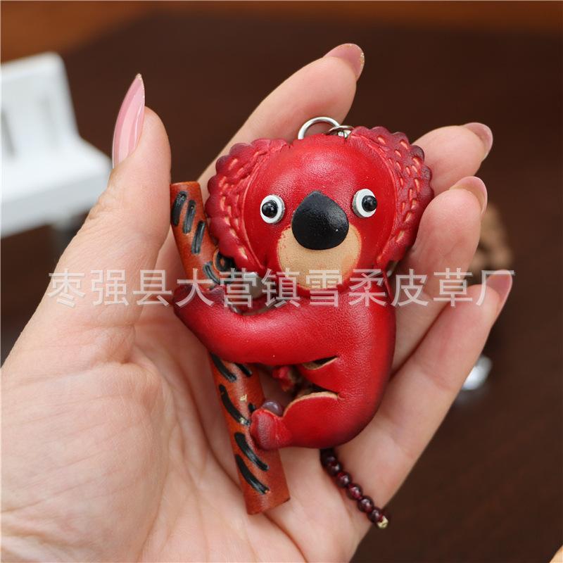 First Layer Cowhide Koala Pendant Car Keychain Cartoon Bag Pendant Accessories Creative Birthday Gift Gift