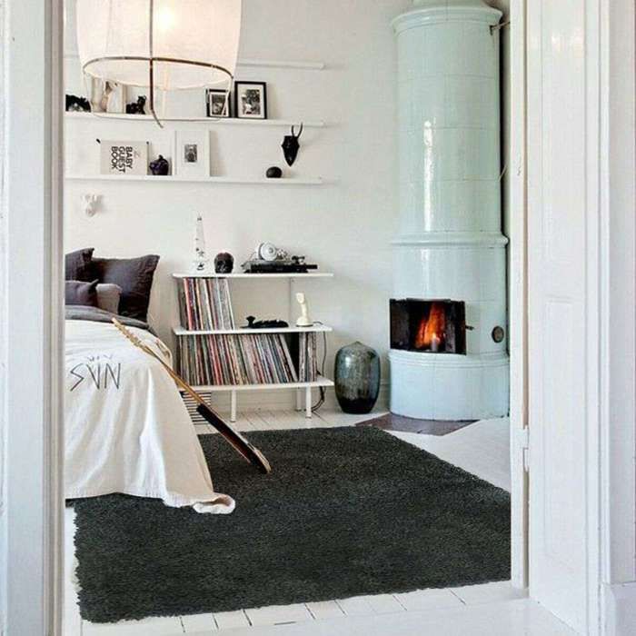 Tapis salon à poils longs extra-doux anthracite 120x170