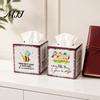 Pastoral Aesthetic Tabletop Decor Iron Art Square Tissue Box, Bee And Bird Watercolor Print Box Holder Holder, Style Decorative Napkin