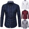 Men Shirt Plaid Print Long Sleeve Button Formal Single-breasted Warm Business Plus Size Autumn Top Male Clothes