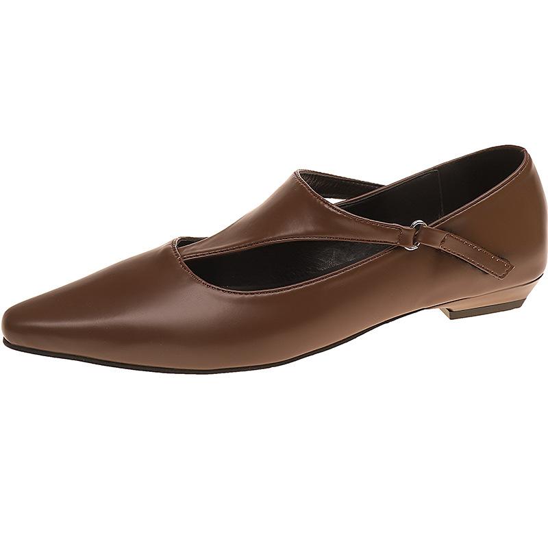 

Jingpo pointed single shoes women s new design sense niche wedge temperament Mary Jane shoes are not tired 42 коричневый