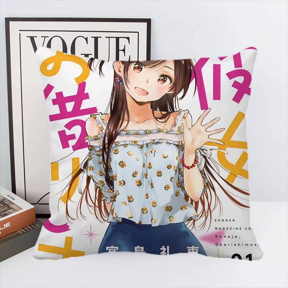 Kanojo Okarishimasu Anime Pillow Case Square Pillow Bedroom Sofa Leisure Comfort Cushion Car Home Decoration