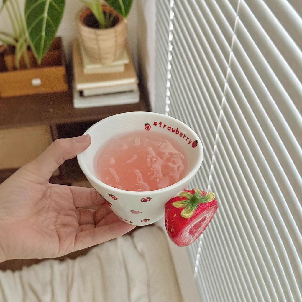 Creative Design Ceramic Water Cups High Appearance Level Ins Style Mugs Beautiful Household Cups  Fruit Hand Painted Coffee Cups