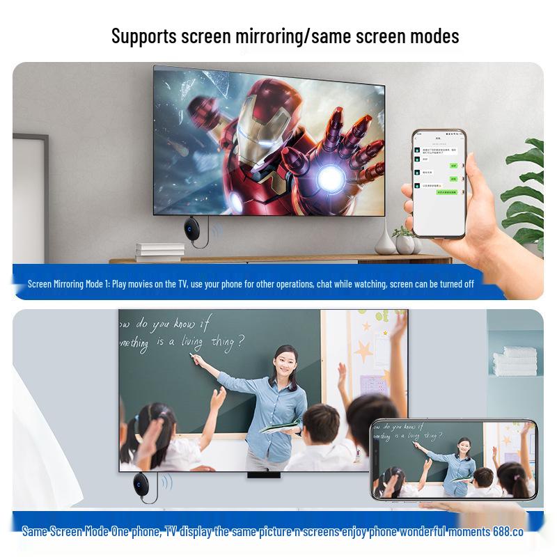Wireless HD Screen Mirroring & Casting Device: Mobile To TV, Home Use, USB HD Projection, Vertical/Horizontal Screen Upgrade