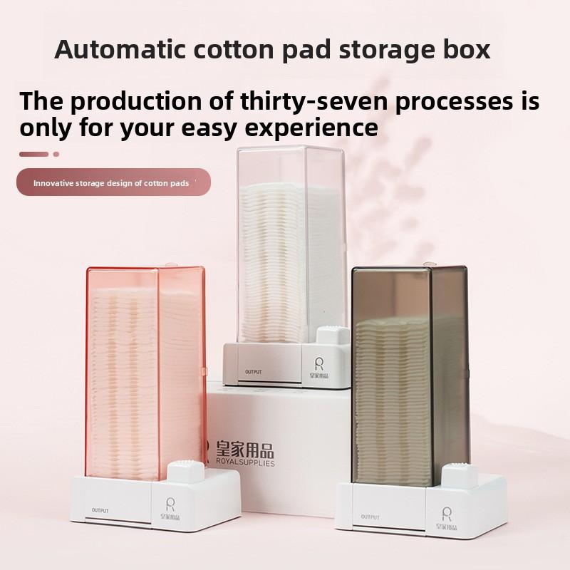 Automatic Cosmetic Cotton Box Press Type Cotton Pad Dispenser Makeup Organizer Dustproof Makeup Cotton Storage Box Home Gadgets