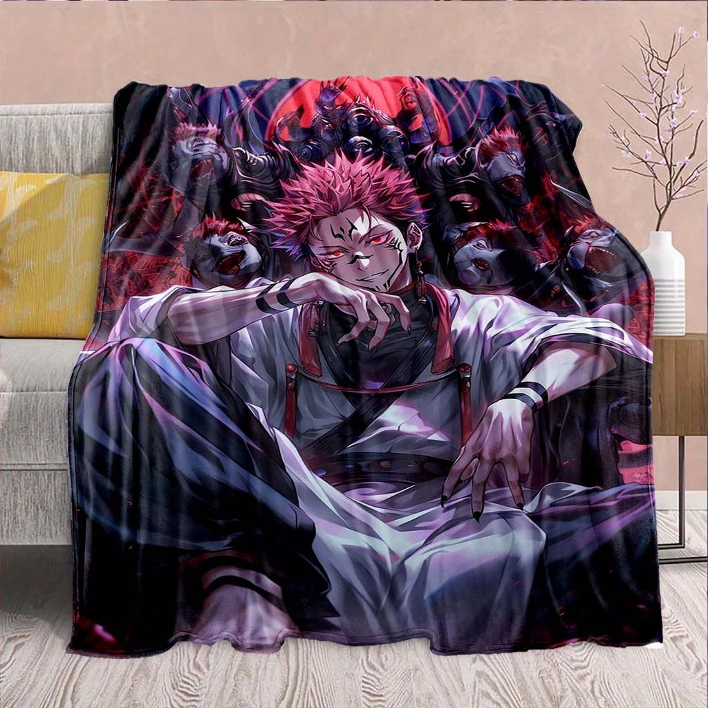 Jujutsu Kaisen Flannel Plush Blanket Warm Soft Throw Lightweight Cozy Couch Bed Home Decor 