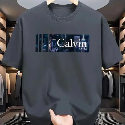 Herren Sommer 100% Baumwolle Modisch Lässig Locker Großes Buchstabenmuster Bedruckt Rundhals Kurzarm T-Shirt Oberteil#Farbe