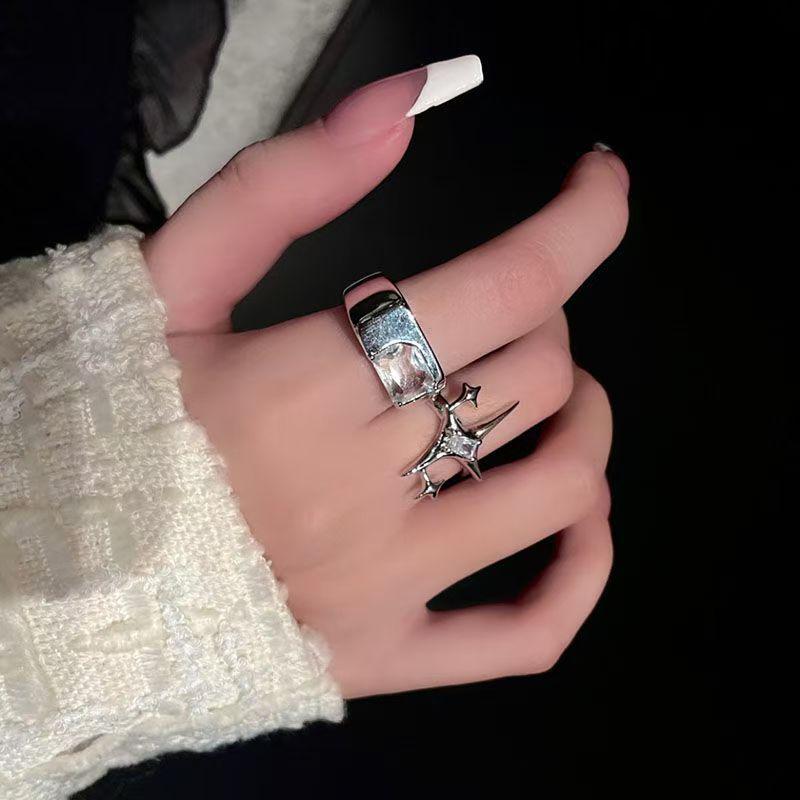 High-End Zircon Cross Ring with French Style for Female Students