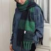 Block Check Wool Blended Muffler MF8222 Green