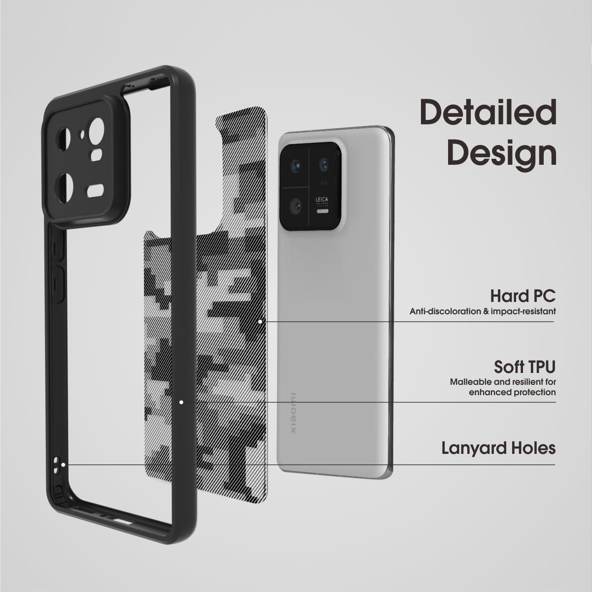 

IBMRS Phone Cover for Xiaomi 13 Pro 5G Cases Anti-Scratch TPU+PC Phone Shell Grid Camouflage