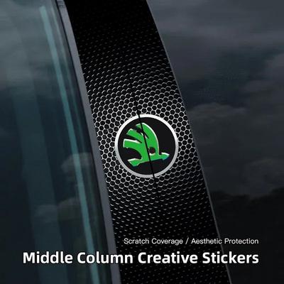 2Pcs PET Car Center Pillar Protective Film Anti-scratch Sticker Decal For Skoda Octavia Superb Kodiaq Fabia Yeti Enyaq Rapid Vrs