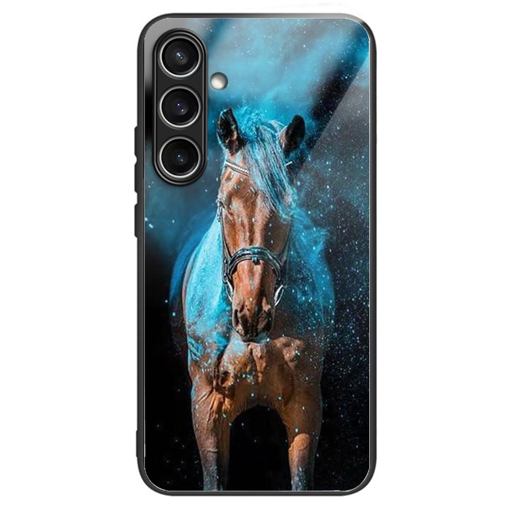 For Samsung Galaxy S24 FE Case Tempered Glass TPU Drop-Proof Phone Cover Pattern Printing