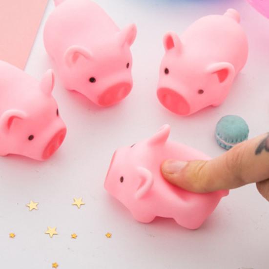 6Pcs Squeeze Toy, Pink Pig Shape Soft Sensory Toy, Medium Size Relaxation Squeeze Ball for Adult Hand Repeated Squeezing Stretching Relaxation Toy