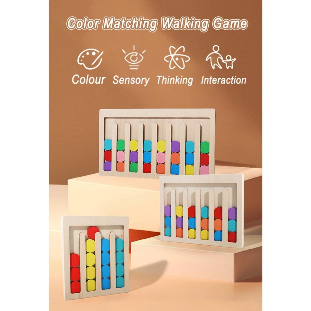 Children Color Matching Board Montessori Toy Color Sorting Logical Thinking Training Game Early Educational Wooden Toys for Kids