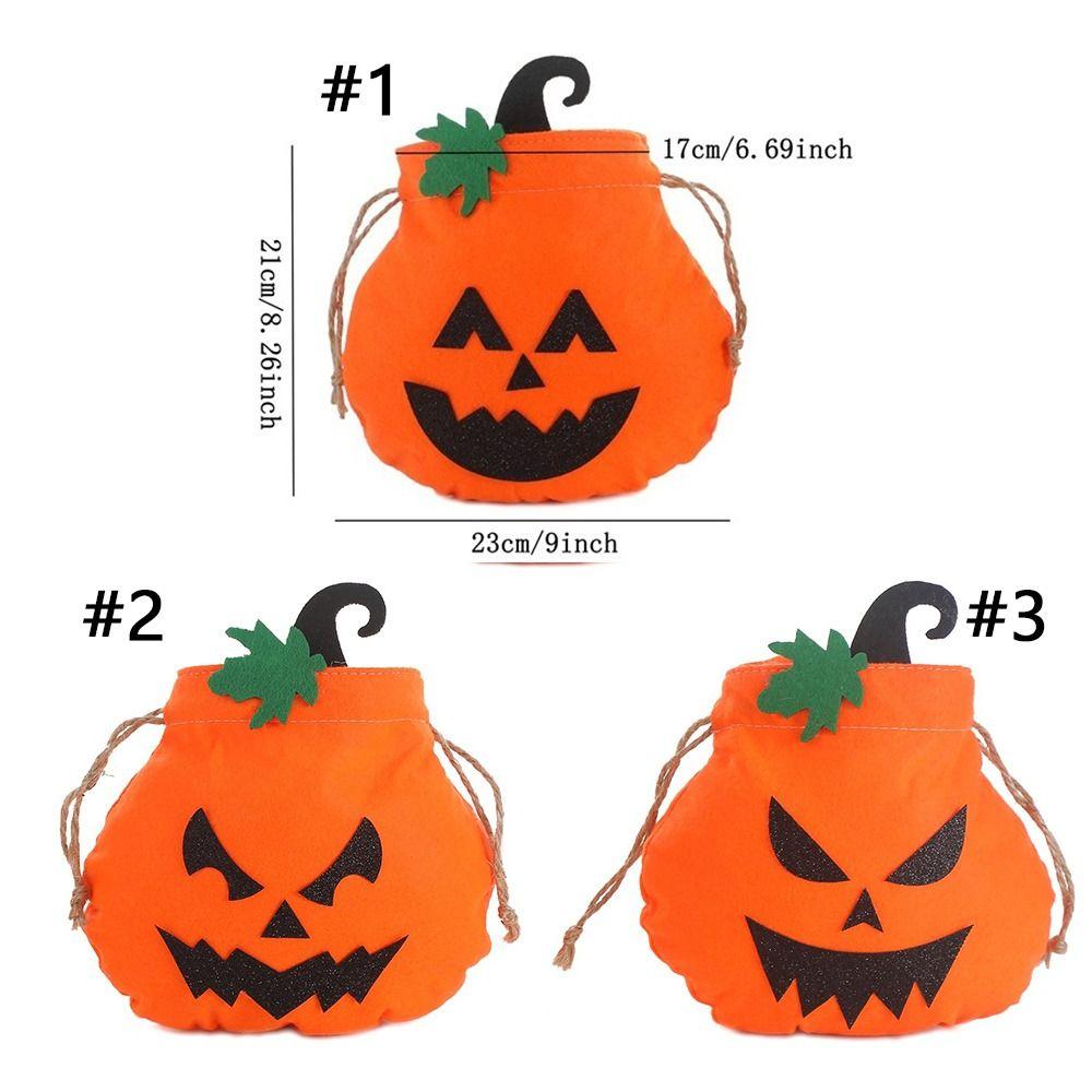 Portable Halloween Pumpkin Bag Drawstring Candy Bag Pumpkin Buckets Gift Bag  Holiday Party Decor
