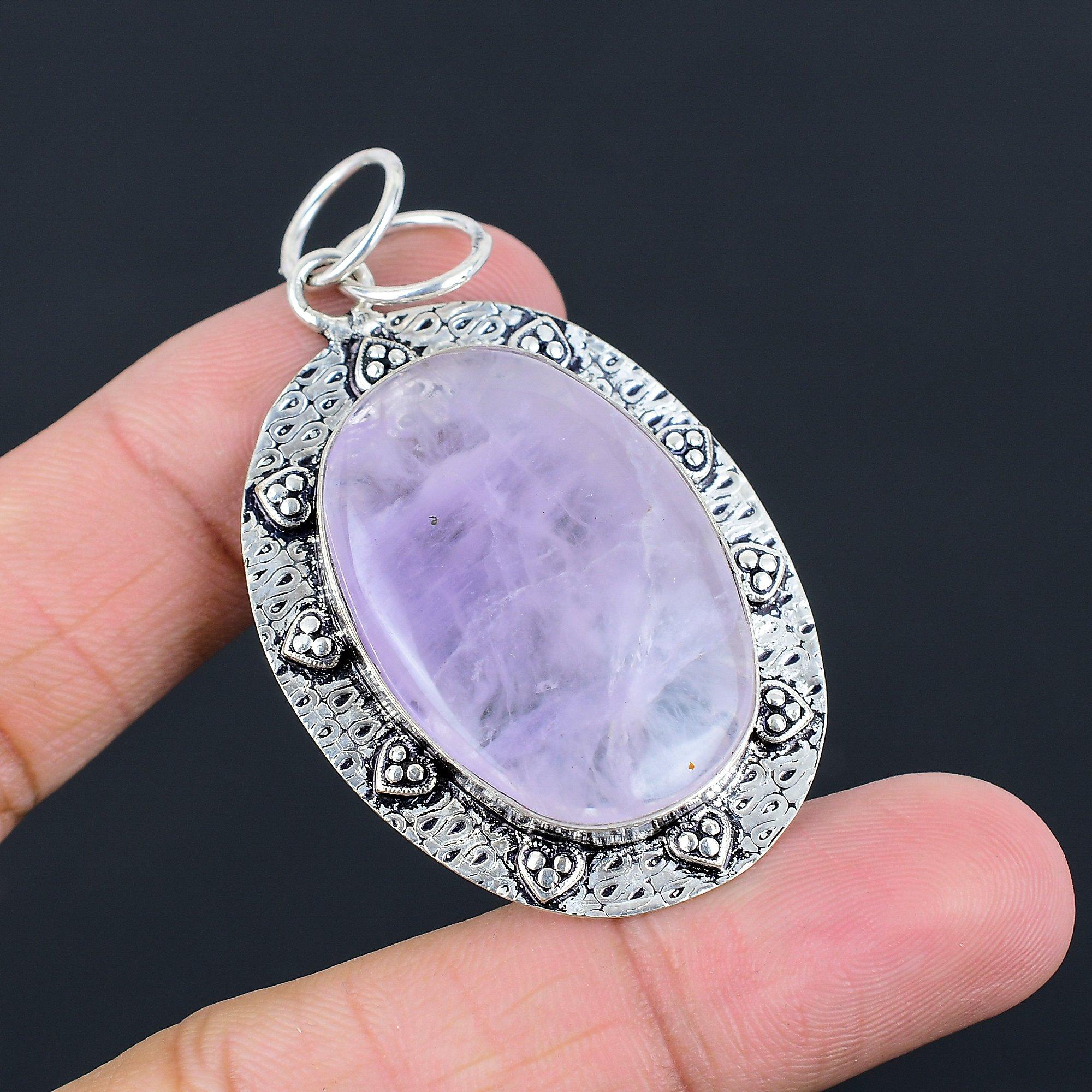 Friendship Day Deal Oval Star Amethyst Stone Sterling Silver New Pendant Jewelry